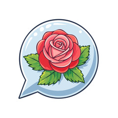 Poster - Pink Rose Flower Inside Message Bubble Sign Illustration Love Romance Floral Plant