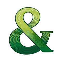 Aufkleber - Green Ampersand Symbol Graphic Icon Design Elegant Decorative Typography Sign