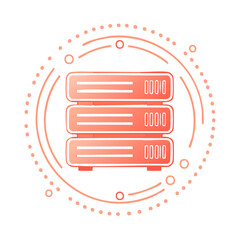 Poster - Data Servers Surrounded by Dotted Circles Displaying Digital Information Technology Network Concept