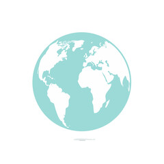 Poster - Earth Globe Graphic in Light Blue and White Flat Design Simple Vector Illustration Continents and Oceans