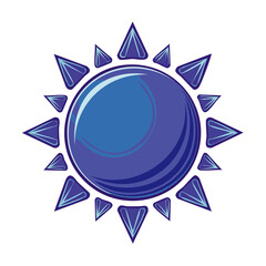 Poster - Abstract Geometric Design with Blue Sphere and Spike Border on Black Backdrop
