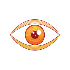 Poster - Abstract Orange Eye Illustration with Black Background Vision Insight and Perception