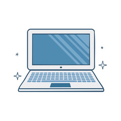 Leinwandbilder - Open Laptop Computer with Sparkling Design Element Isolated on Black Background