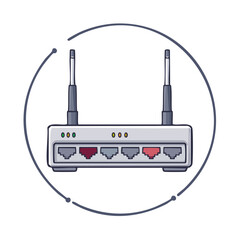 Poster - Wireless Router Modem Illustration for Internet Connectivity and Network Signal