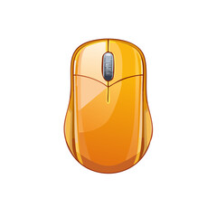 Leinwandbilder - Shiny Yellow Computer Mouse with Scroll Wheel on Black Background