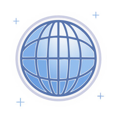 Poster - Abstract world globe icon design in a light blue color scheme with decorative crosses against a black background