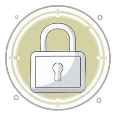 Poster - Security Padlock Cartoon Icon Protection Privacy Symbol Encrypted System Safe Data Protection Access Control