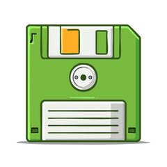 Poster - Vintage Green Floppy Disk Icon Graphic Illustration Data Storage Technology