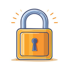 Poster - Secure Orange Padlock with Metal Handle, Data Privacy and Protection Symbol on Black Background