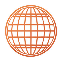 Poster - Orange Globe Vector Illustration Earth Grid Outline Representation for Maps and Global Connection Concepts Minimalist Flat Design Icon on Black