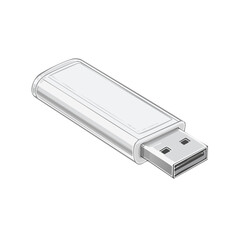 Poster - Stylized illustration of a white USB flash drive for data storage and portability on a black background for tech design projects