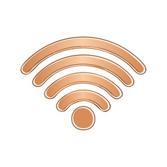 Poster - bronze wireless signal icon on black background represents connection and technology