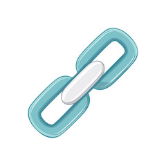 Poster - Stylized Chain Link Cartoon Illustration Blue White on Black Background Connection Joining Strength