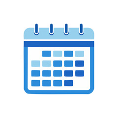 Poster - Blue calendar icon with grid of days and wire binding on top of the pages