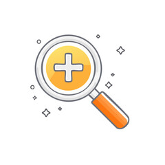 Poster - Magnifying glass with plus symbol for search, find, zoom in, increase, addition, and explore concepts for website, app, and ui design elements