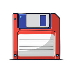 Poster - Vintage Computer Floppy Disk Illustration Red Blue Data Storage Isolated Icon