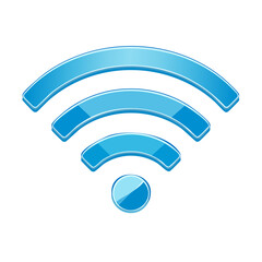 Poster - wireless network symbol: blue glossy icon on black, internet connection, communication