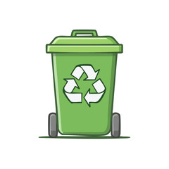Poster - Recycle Bin Illustration Green Garbage Container with Recycling Symbol on Black Background