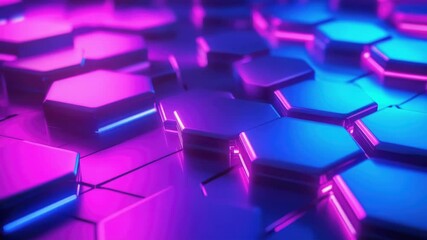 Poster - A group of hexagonal shapes in shades of blue and pink
