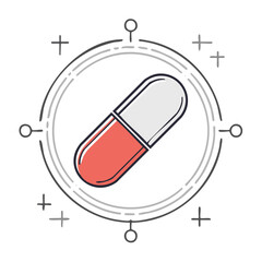 Poster - Illustration of Capsule Pill Inside Decorative Circle on Black Background Concept Art