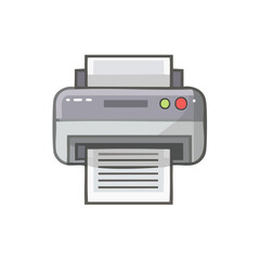 Leinwandbilder - Cartoon Printer Printing Documents Illustration Gray and White Office Equipment Printout