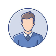 Poster - Illustrated avatar of a man in a blue sweater and tie profile image for social media or professional networking sites