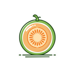 Poster - Cantaloupe slice cartoon vector illustration ripe melon food halved freshness dessert healthy eating vegetarian diet summer snack