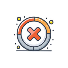 Poster - Red X Marks the Spot on a Circular Graphic, Error Message Symbol Icon, Negative Result, Failure to Load, Cancel, Close Button Icon