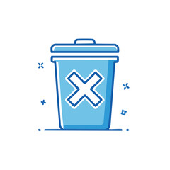 Poster - Blue delete trash can icon design for data removal and computer interface in a deletion concept