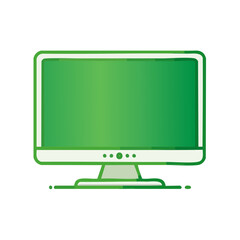 Leinwandbilder - Green Computer Monitor Flat Vector Illustration Isolated on Black Background