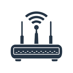 Poster - Wireless Router Illustration Featuring Antennas and Wi-Fi Symbol for Home Network Connection
