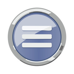 Aufkleber - blue round menu button with three horizontal lines and silver border