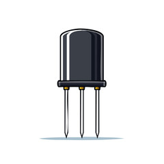 Aufkleber - Illustration of Discrete Semiconductor Transistor with Three Leads on Black Background