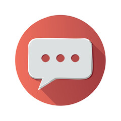 Poster - Stylish communication bubble illustration in red circle for messaging and social media with dialogue loading dots for online conversations