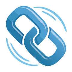 Poster - Two Interlocked Blue Chain Links with Connecting Motion Lines on Black Background
