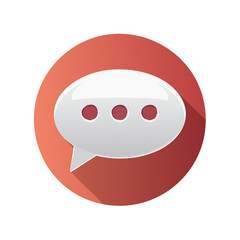 Leinwandbilder - Illustration of a white speech bubble with ellipsis on a pink circle background. Symbol of dialogue, message and comment, for social media and web design.
