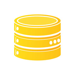 Poster - Database server vector illustration with gold color scheme on black background for technology concepts, hosting, data storage, networking