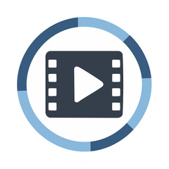 Poster - Play Button Film Strip Icon Surrounded by Circular Progress Meter Graphic