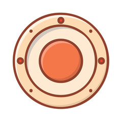 Poster - Stylish Circular Design in Neutral and Orange Tones with Decorative Accents and Bold Outlines against Dark Backdrop