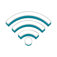 Poster - wireless network symbol indicating connection strength isometric design on dark background