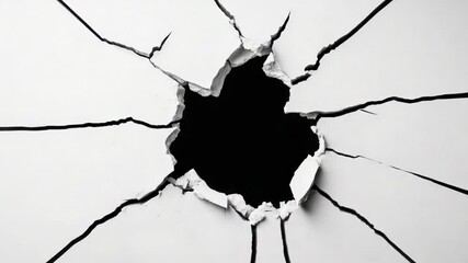 Poster - A dark and mysterious hole in a white wall, surrounded by darkness, with a massive black hole in the center