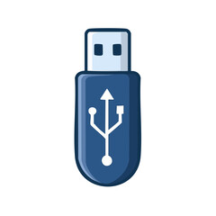 Poster - Blue USB flash drive with transfer symbol on black background portable memory stick data storage device for computers digital equipment