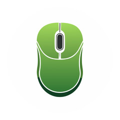 Poster - Green Computer Mouse Icon on White Circle Background, Desktop Peripheral Device