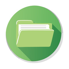 Poster - Green Folder with Documents Icon Representing Data Organization in Round Graphic Design