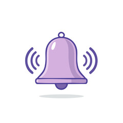 Poster - Ringing Notification Bell Icon in Lilac, Alert Symbol, Cartoon Illustration