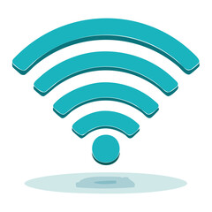 Poster - teal wifi symbol illustration on dark background: connectivity and wireless access