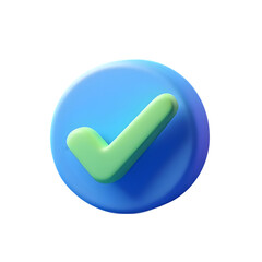 Aufkleber - 3d green checkmark inside a blue circle isolated on transparent background