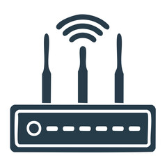 Poster - wireless router network connection with antenna signals and indicator lights technology device inter