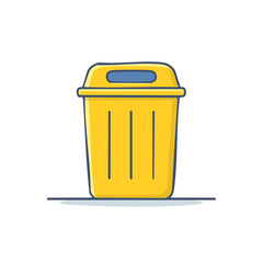 Poster - Stylized yellow trash can container for disposal of waste with lid icon illustration on black background