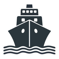 Poster - Cruise ship sailing on the water waves ocean voyage travel adventure vacation tourism transportation nautical vessel maritime silhouette